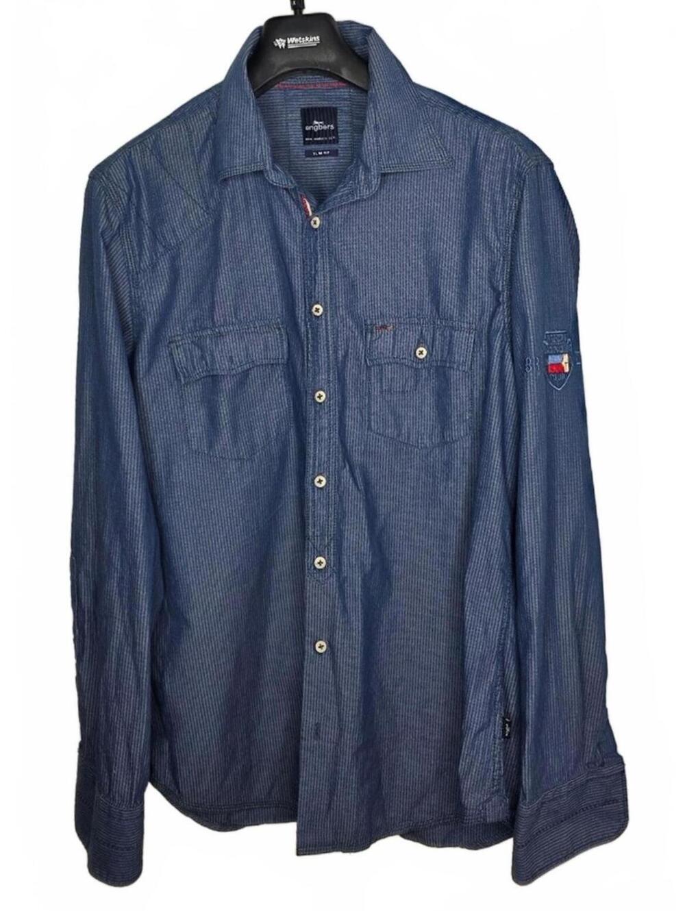 Engbers "backpacking Brazil 1970" Blue Med. Cotton Shirt With Lots Of Detail